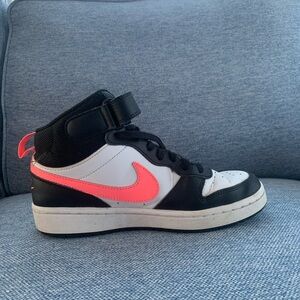 Nike Kids High-Top Sneakers - Black, White, and Pink